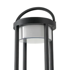 Lucande Lámpara de mesa solar LED Tilena, redonda, negra, atenuable