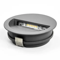 Lucande Lámpara de pared LED empotrable Loya, Ø 11,5 cm, gris, IP54