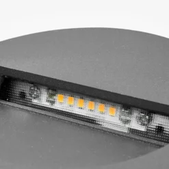 Lucande Lámpara de pared LED empotrable Loya, Ø 11,5 cm, gris, IP54