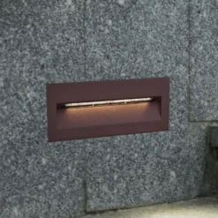 Lucande lámpara de pared LED empotrable Loya, 23 x 8 cm, óxido, IP54