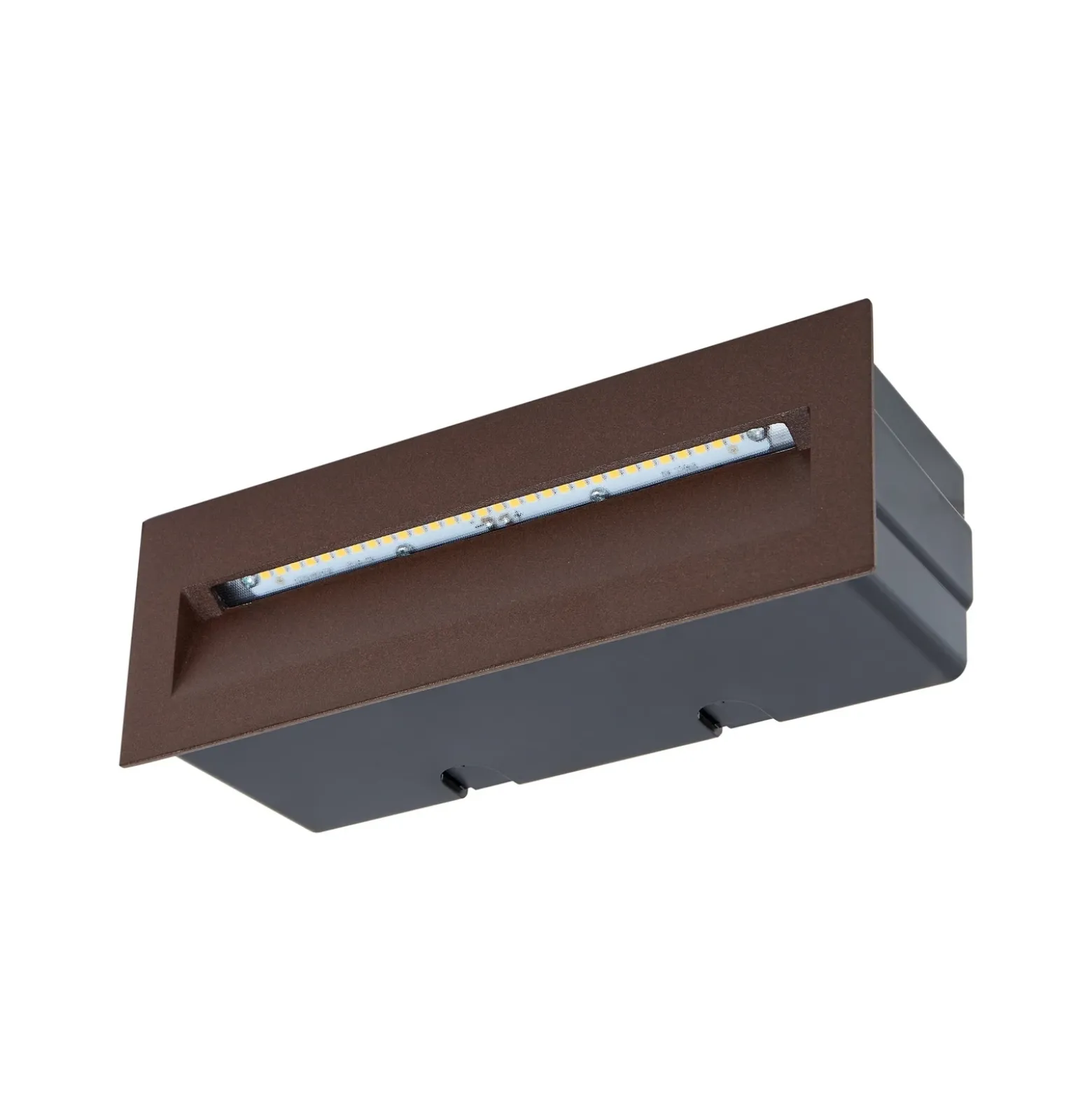 Lucande lámpara de pared LED empotrable Loya, 23 x 8 cm, óxido, IP54