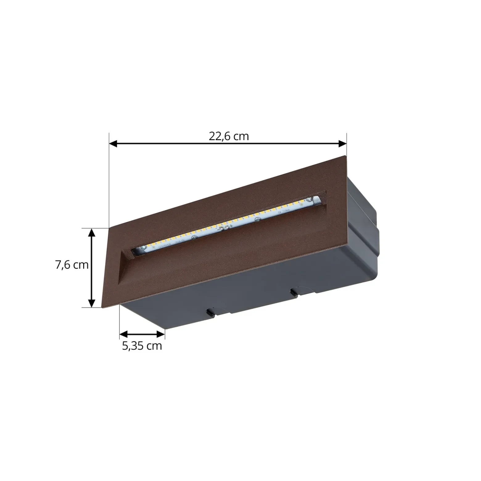 Lucande lámpara de pared LED empotrable Loya, 23 x 8 cm, óxido, IP54