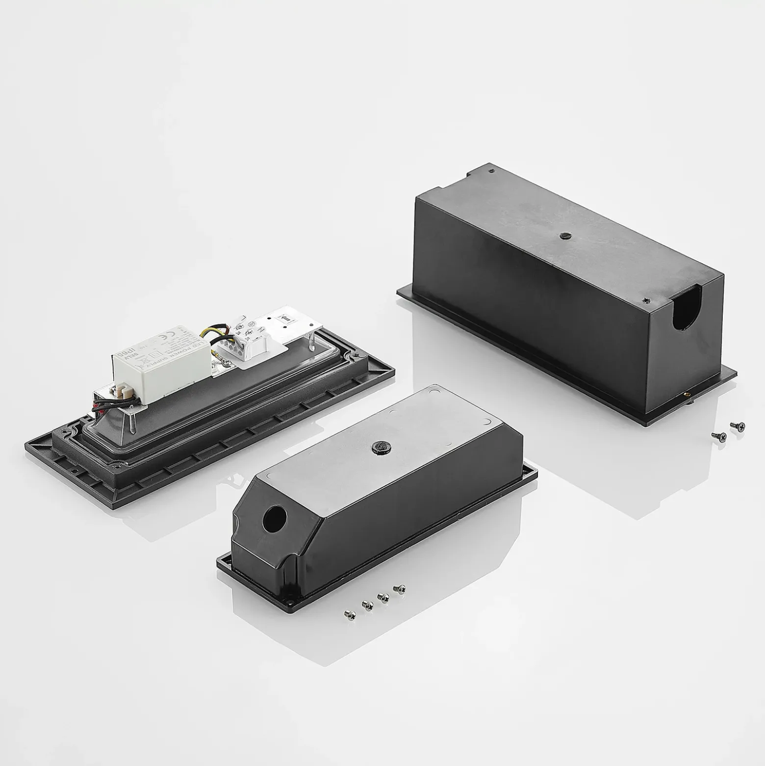 Lucande Lámpara de pared LED empotrable Jaano, antracita, aluminio, IP65