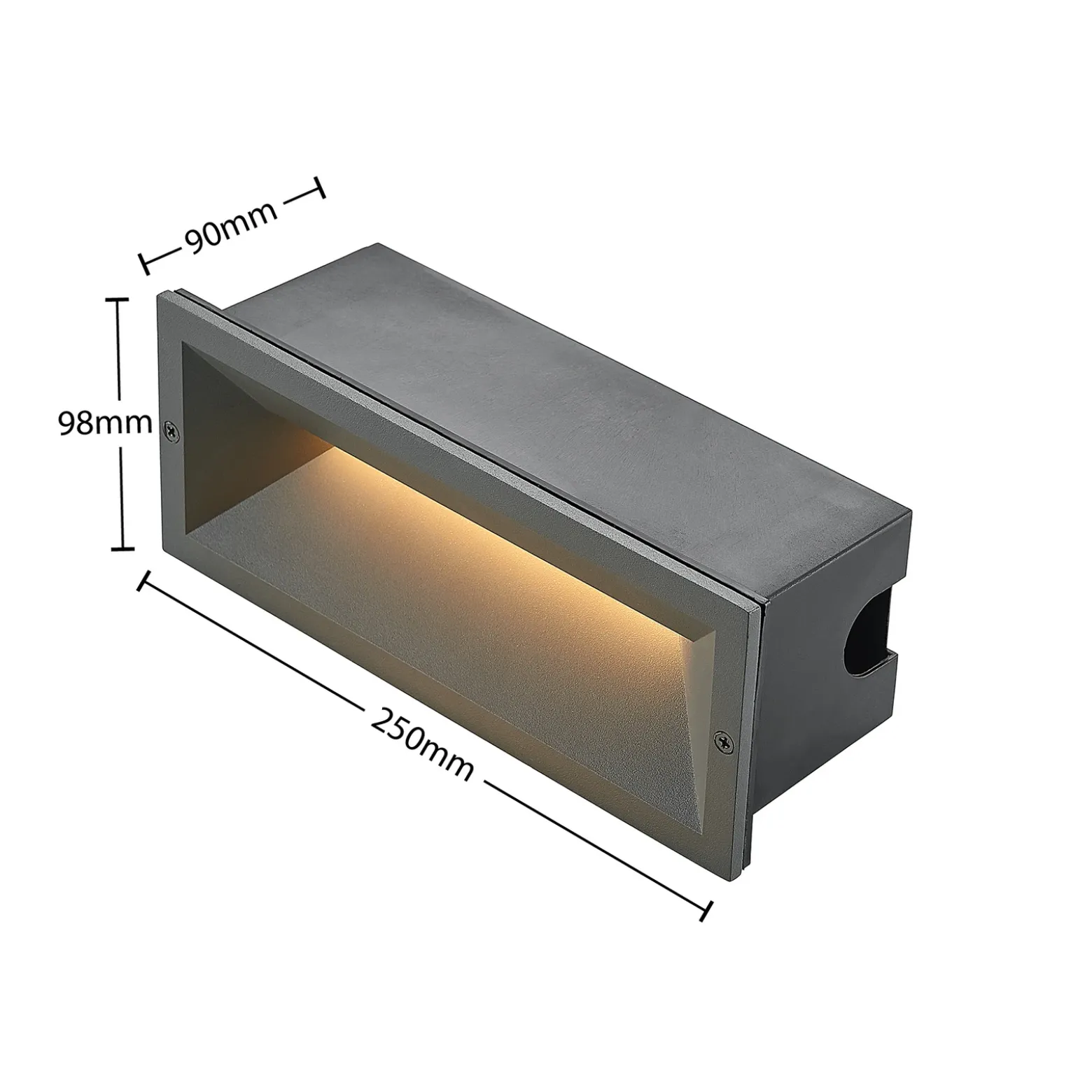 Lucande Lámpara de pared LED empotrable Jaano, antracita, aluminio, IP65