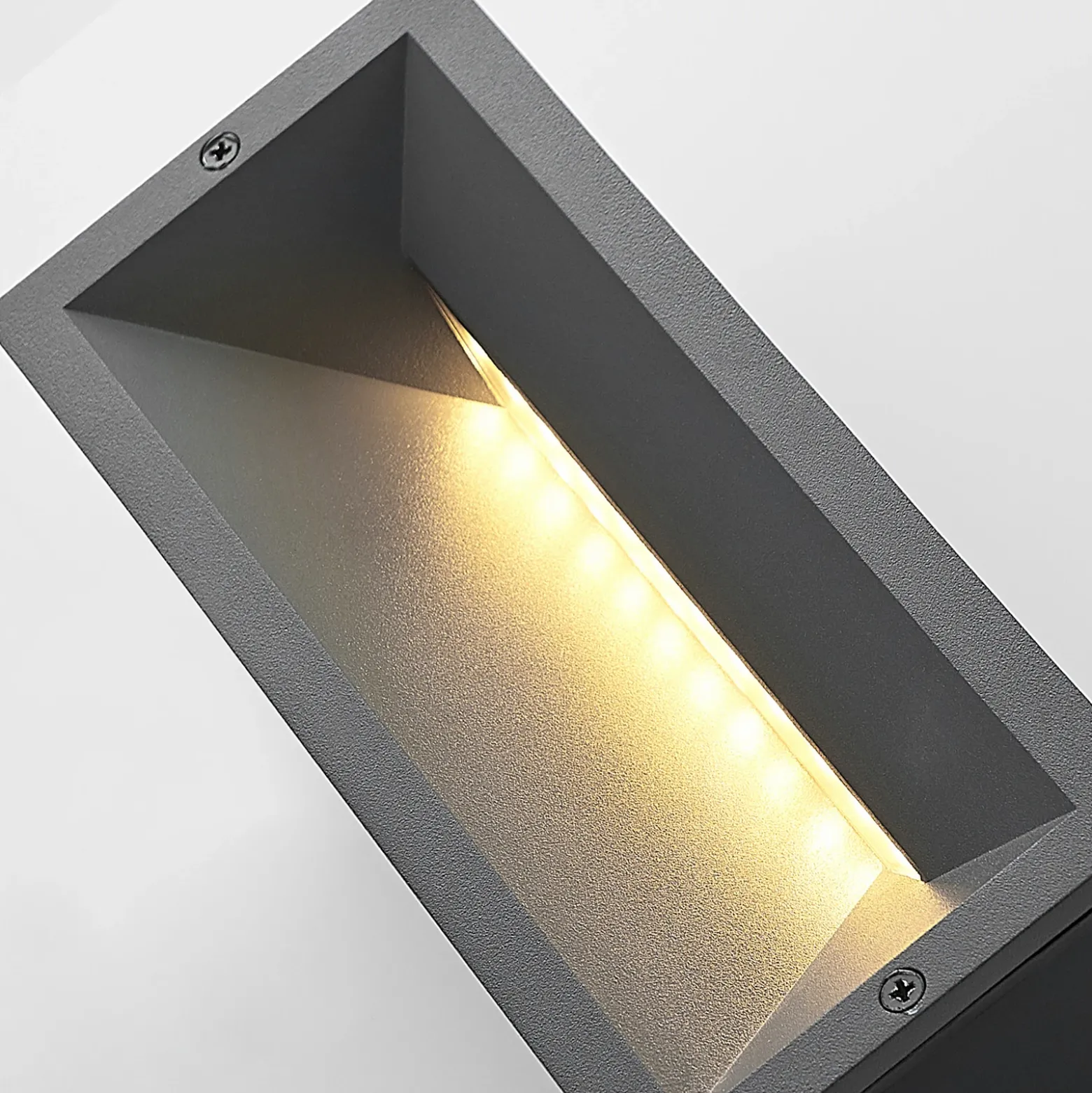 Lucande Lámpara de pared LED empotrable Jaano, antracita, aluminio, IP65