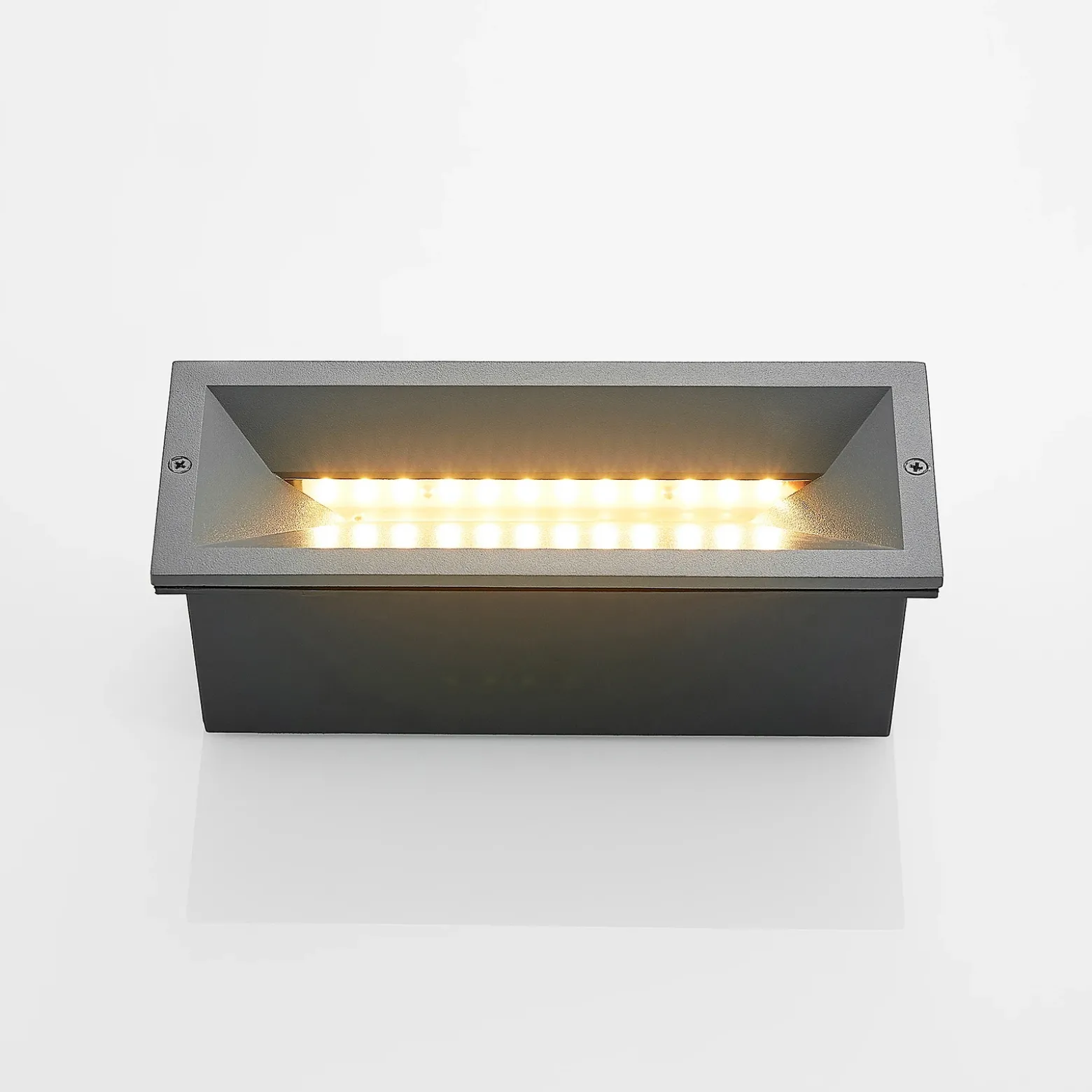 Lucande Lámpara de pared LED empotrable Jaano, antracita, aluminio, IP65