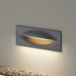 Lucande Lámpara de pared LED empotrable Zandro, 25 cm, antracita, IP65