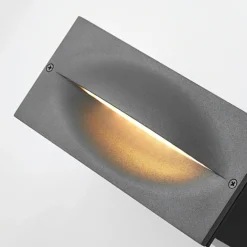 Lucande Lámpara de pared LED empotrable Zandro, 25 cm, antracita, IP65