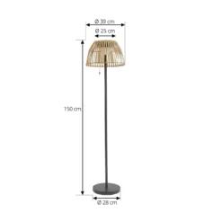 Lucande lámpara de pie LED solar Eligio, bambú, Ø 39 cm, RGB