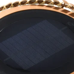 Lucande lámpara de pie LED solar Eligio, bambú, Ø 39 cm, RGB
