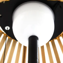 Lucande lámpara de pie LED solar Eligio, bambú, Ø 39 cm, RGB