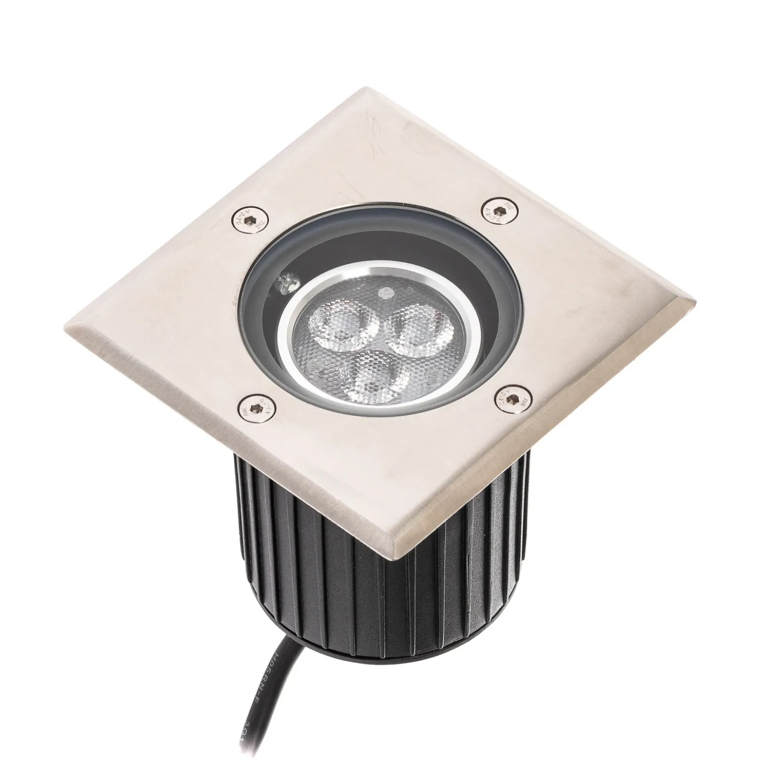 Lucande Lámpara de suelo LED empotrable Jos, angular, orientable, IP67