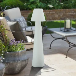 Lucande Lámpara de terraza Gauri, blanca, altura 107 cm, IP65