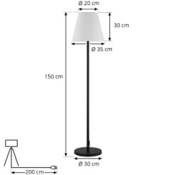 Lucande lámpara de terraza Jaimy, negro, aluminio, 150 cm