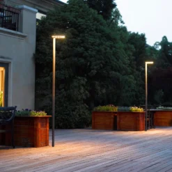 Lucande Lámpara exterior LED Jannis, antracita, metal, 200cm