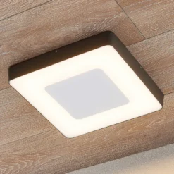 Lucande Lámpara LED de techo para exterior Sora, angular, con sensor, IP54