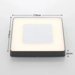 Lucande Lámpara LED de techo para exterior Sora, angular, con sensor, IP54