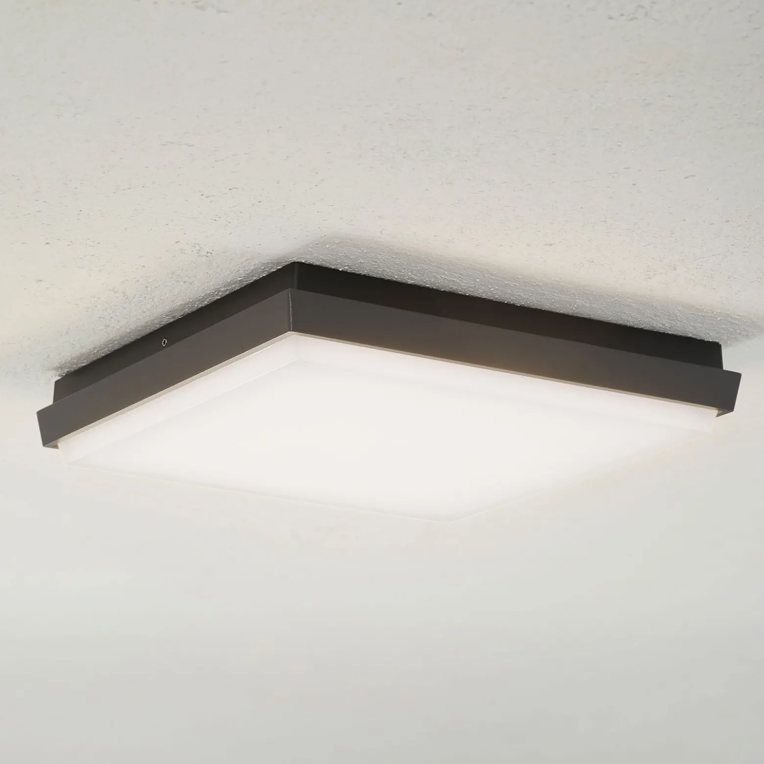 Lucande Lámpara LED de techo para exterior Amra, 30 cm, angular, antracita