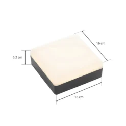 Lucande Lámpara LED de techo Thilo, 16cm, antracita, sensor, IP54