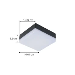 Lucande Lámpara LED de techo Thilo, 16cm, antracita, sensor, IP54