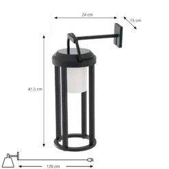 Lucande Lámpara LED solar 2 en 1 Tilena, negra, redonda, aluminio