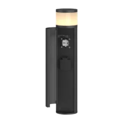 Lucande Lámpara sobremuro Corban, gris, puerta, enchufes, G9, IP44