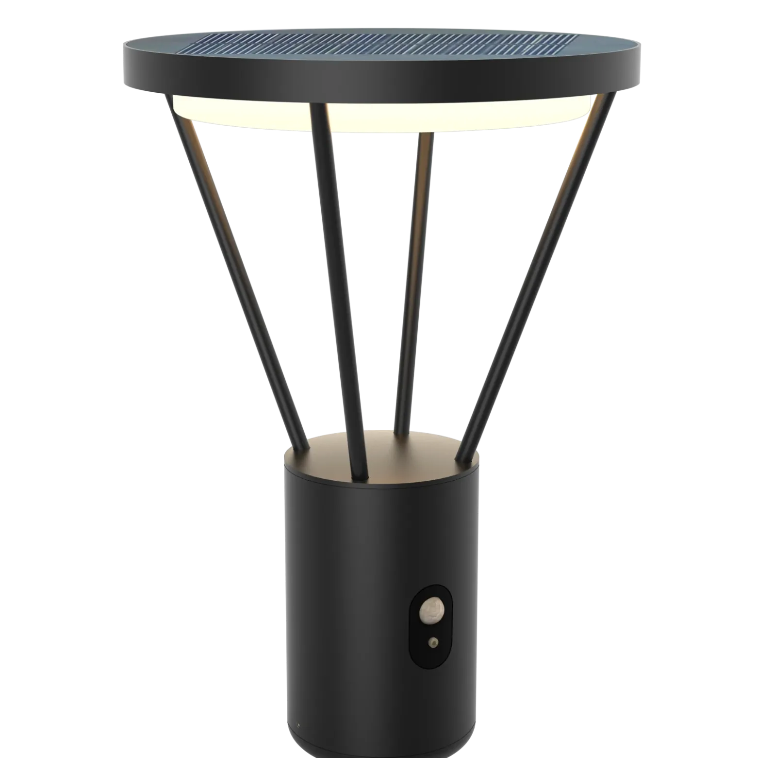 Lucande Lámpara sobremuro LED solar Elario, 44 cm, negra, sensor