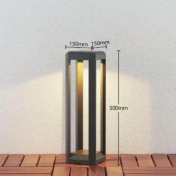 Lucande Lámpara sobremuro LED Fery, antracita, metal, 50 cm, IP65