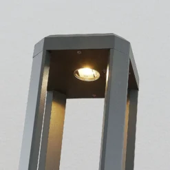 Lucande Lámpara sobremuro LED Fery, antracita, metal, 50 cm, IP65