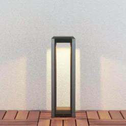 Lucande Lámpara sobremuro LED Fery, antracita, metal, 50 cm, IP65