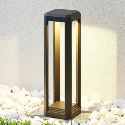 Lucande Lámpara sobremuro LED Fery, antracita, metal, 50 cm, IP65