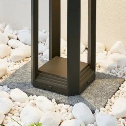 Lucande Lámpara sobremuro LED Fery, antracita, metal, 50 cm, IP65