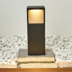 Lucande Lámpara sobremuro LED Leya, 35 cm, antracita, metal, IP54