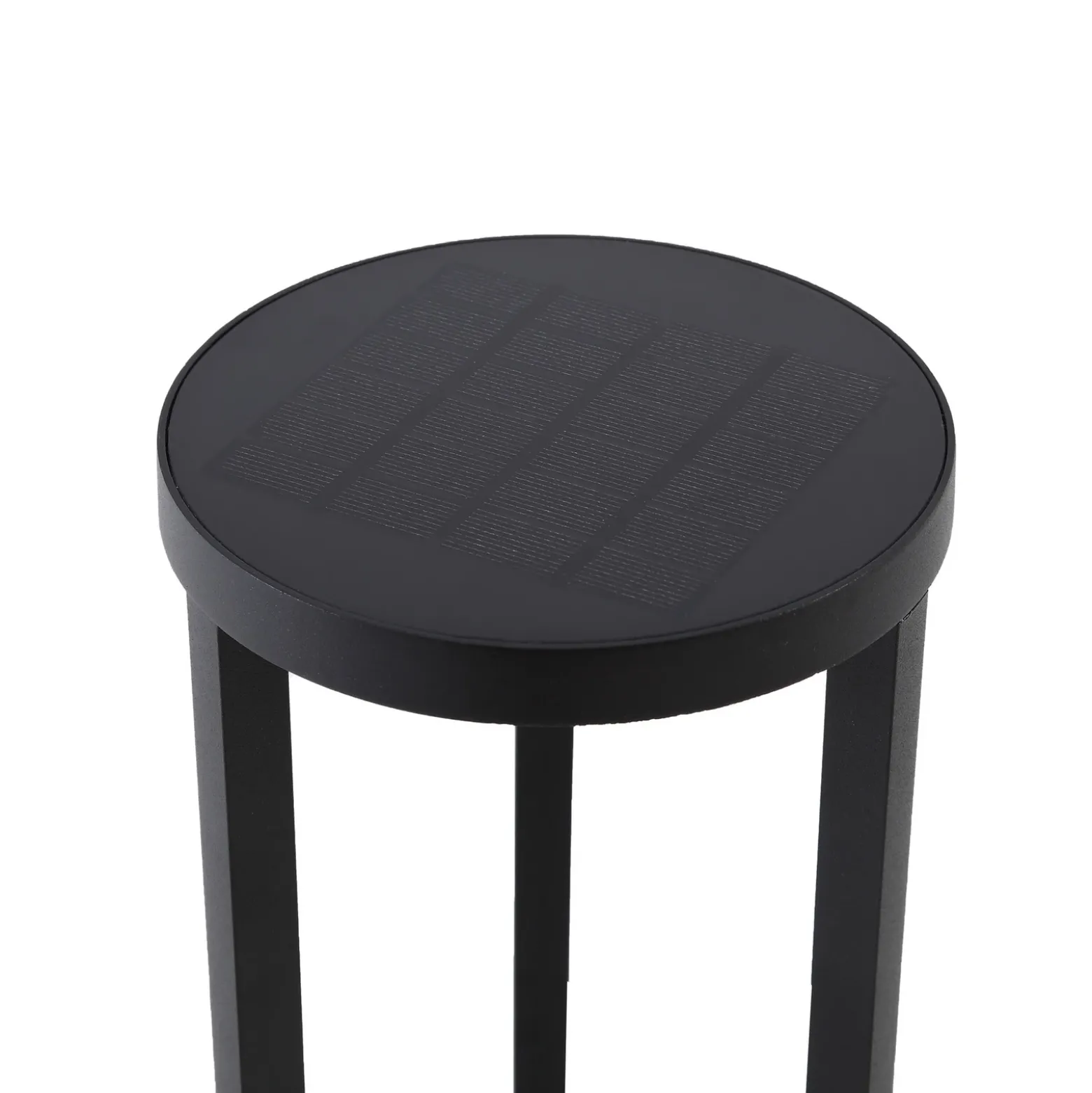 Lucande, lámpara solar LED para caminos Nilea, Ø 16 cm, negra, sensor