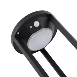Lucande, lámpara solar LED para caminos Nilea, Ø 16 cm, negra, sensor