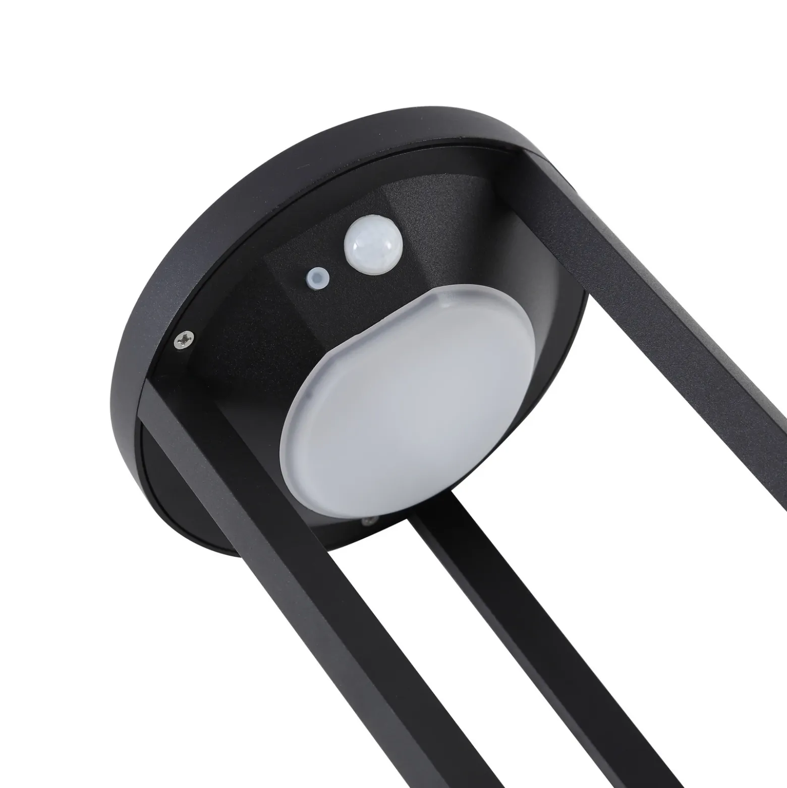 Lucande, lámpara solar LED para caminos Nilea, Ø 16 cm, negra, sensor