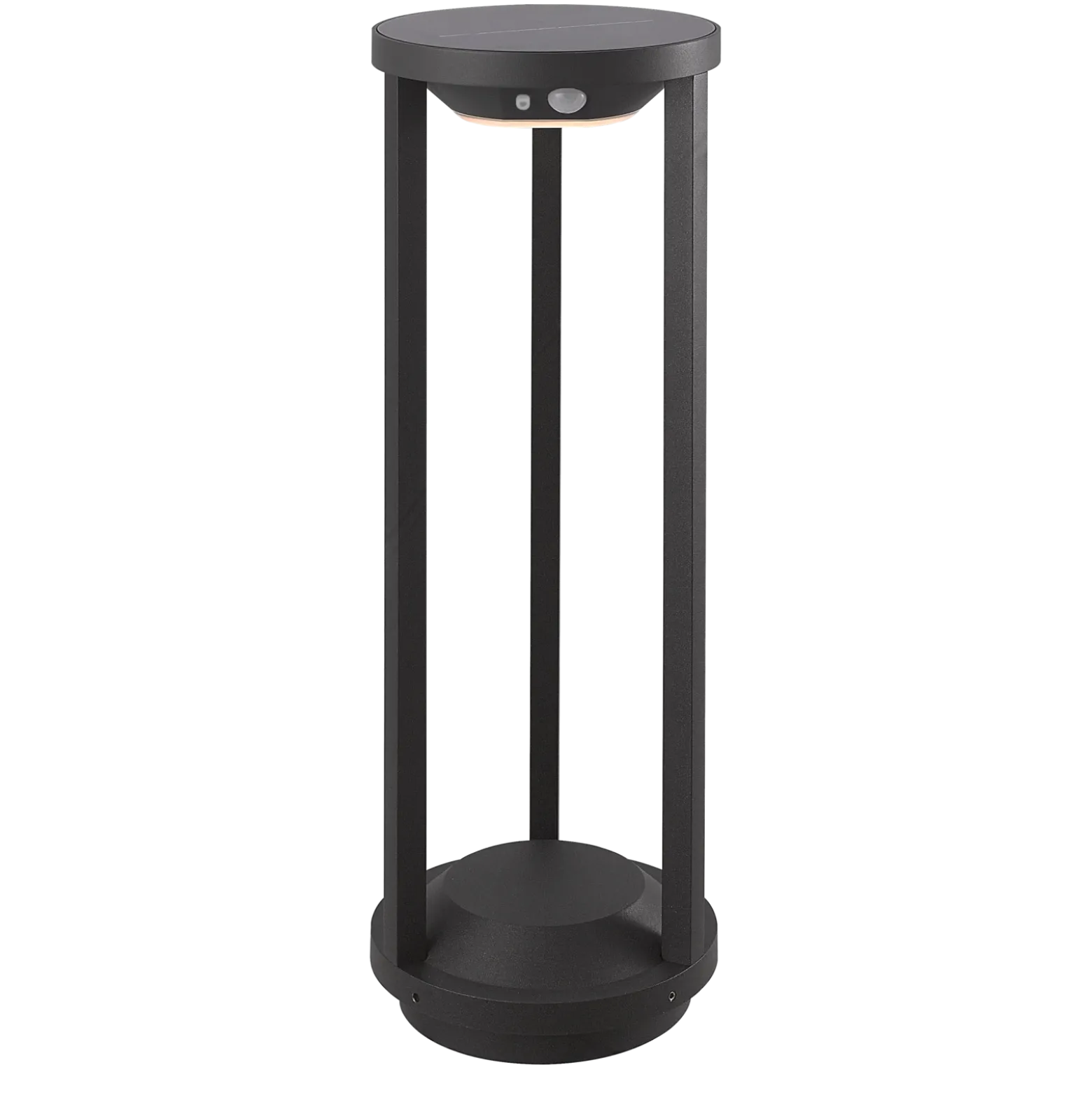 Lucande, lámpara solar LED para caminos Nilea, Ø 16 cm, negra, sensor