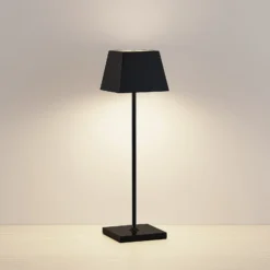 Lucande Patini lámpara de mesa LED exterior, negro