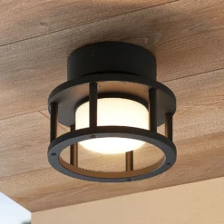 Lucande plafón para exterior Berenike, Ø 17 cm, gris, GX53