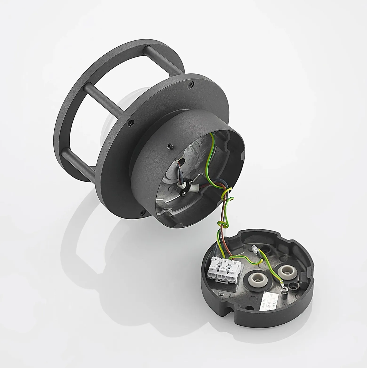 Lucande plafón para exterior Berenike, Ø 17 cm, gris, GX53