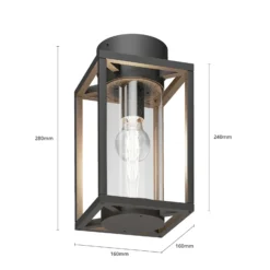 Lucande, plafón para exterior Ferda, 29 cm, antracita, IP44