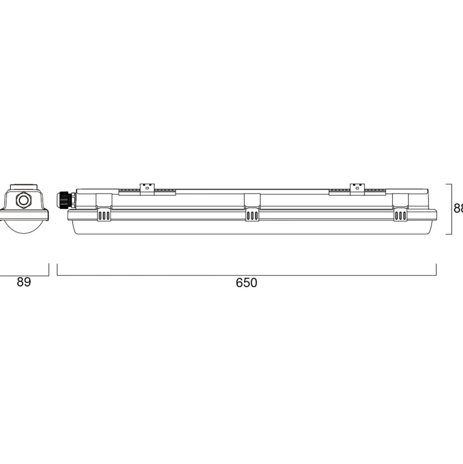 Luminaria LED con difusor RESISTO, gris claro, 65 cm, 15 W, 840, IP66