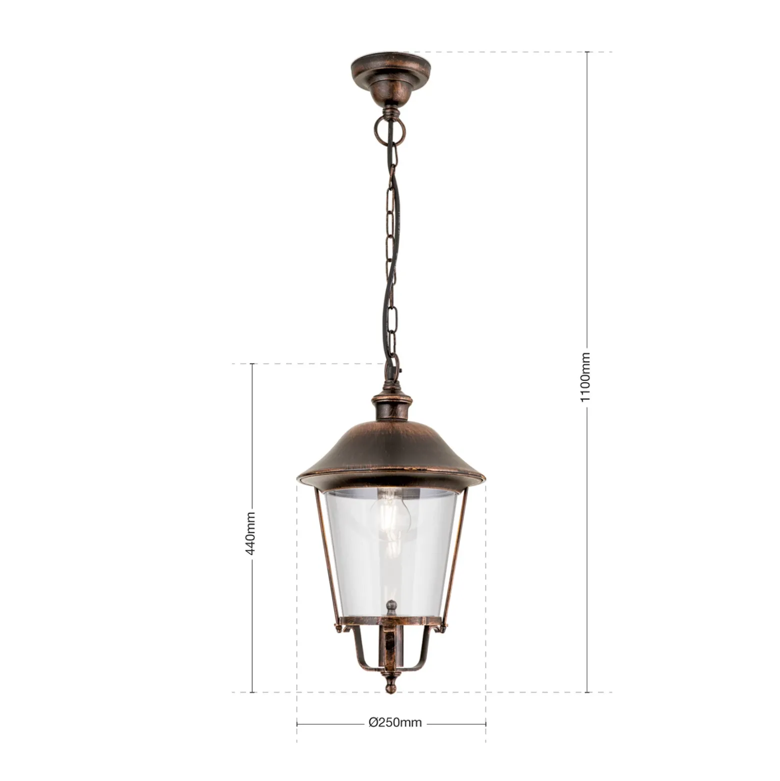 Mariella lámpara colgante exterior, negro-cobre, metal