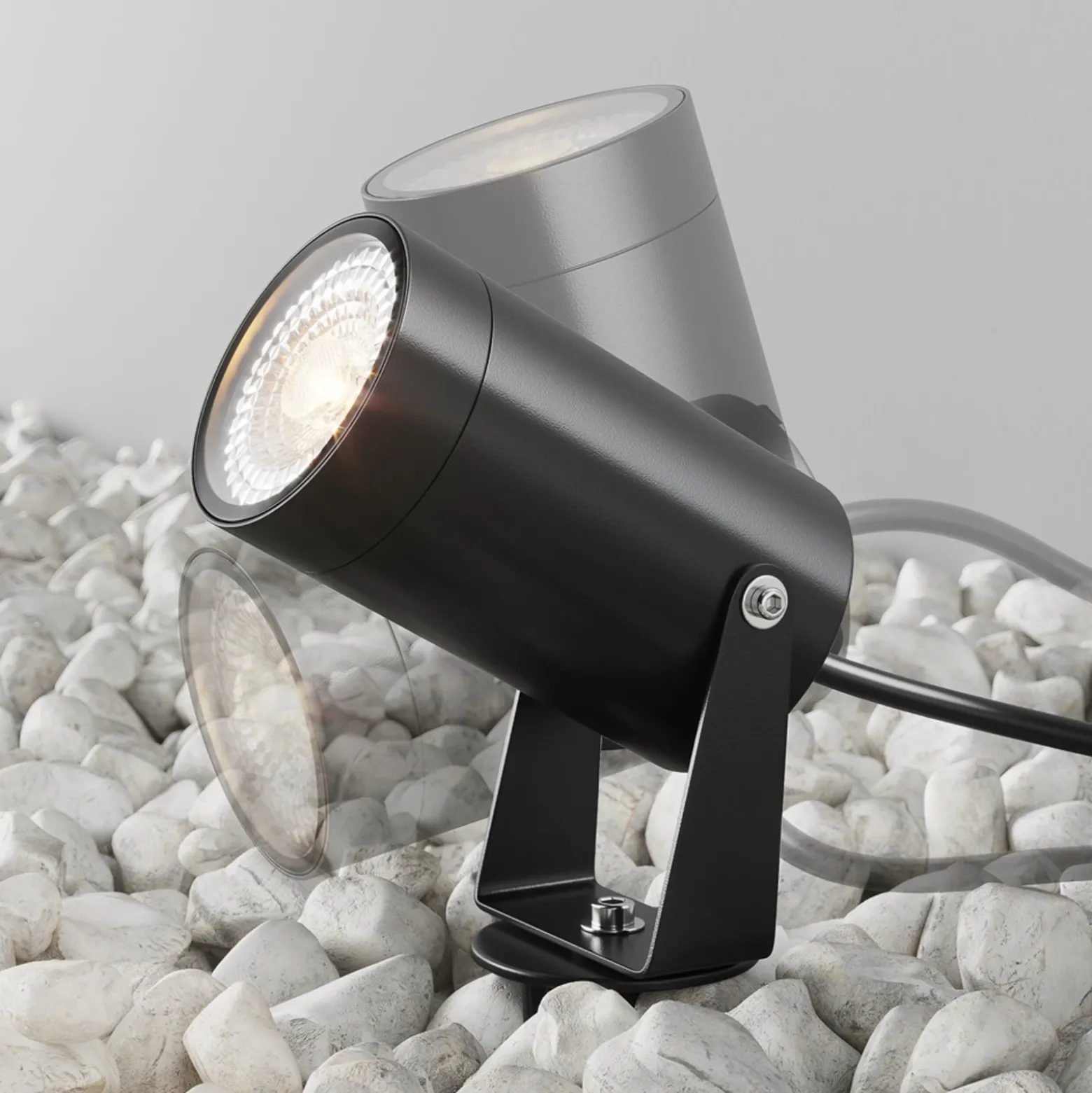 Maytoni Scope foco con pica, negro, aluminio, IP65