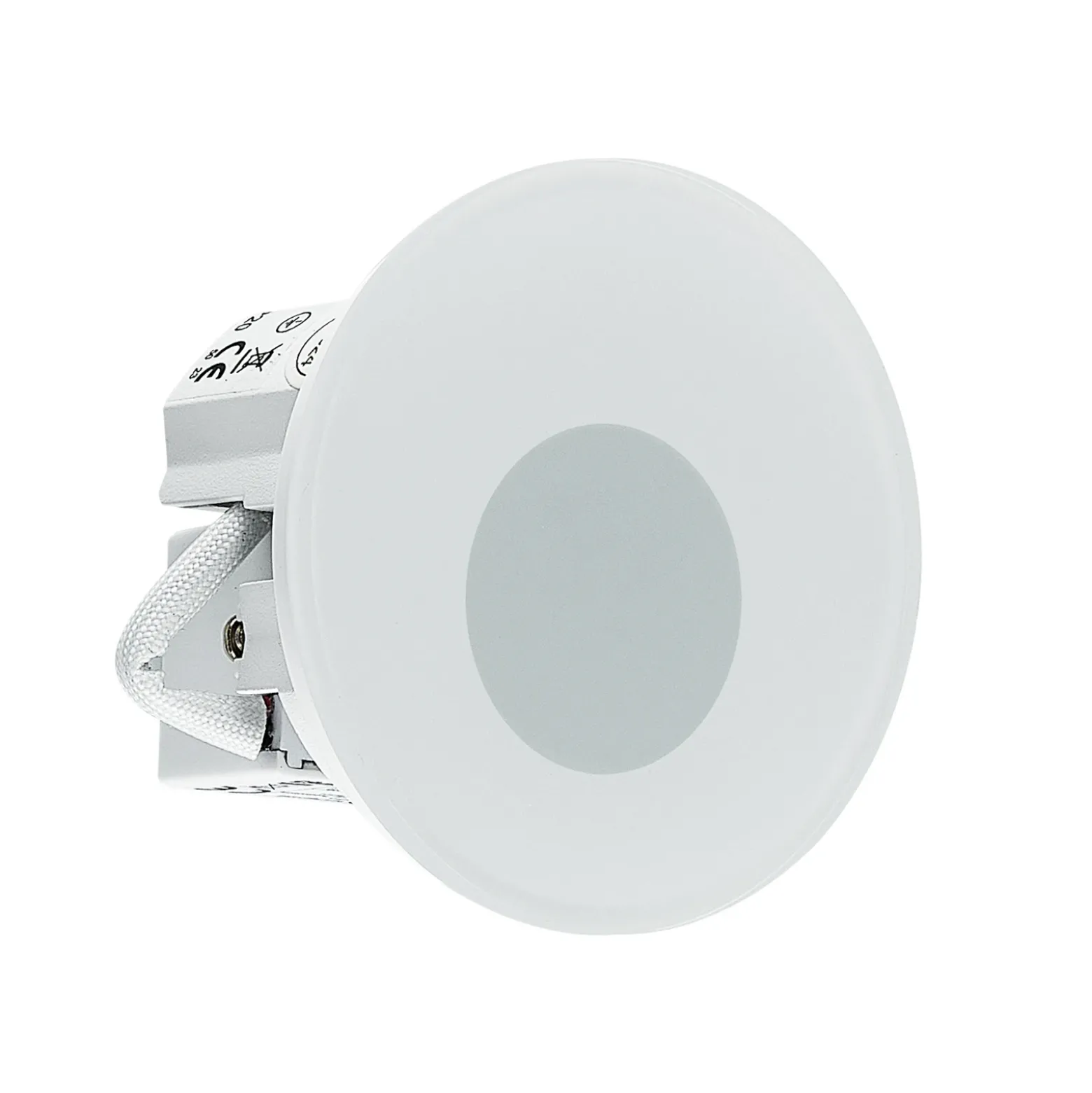 Molto Luce Lámpara empotrable LED Pared 68R Cristal IP44 RD, blanco. CCT
