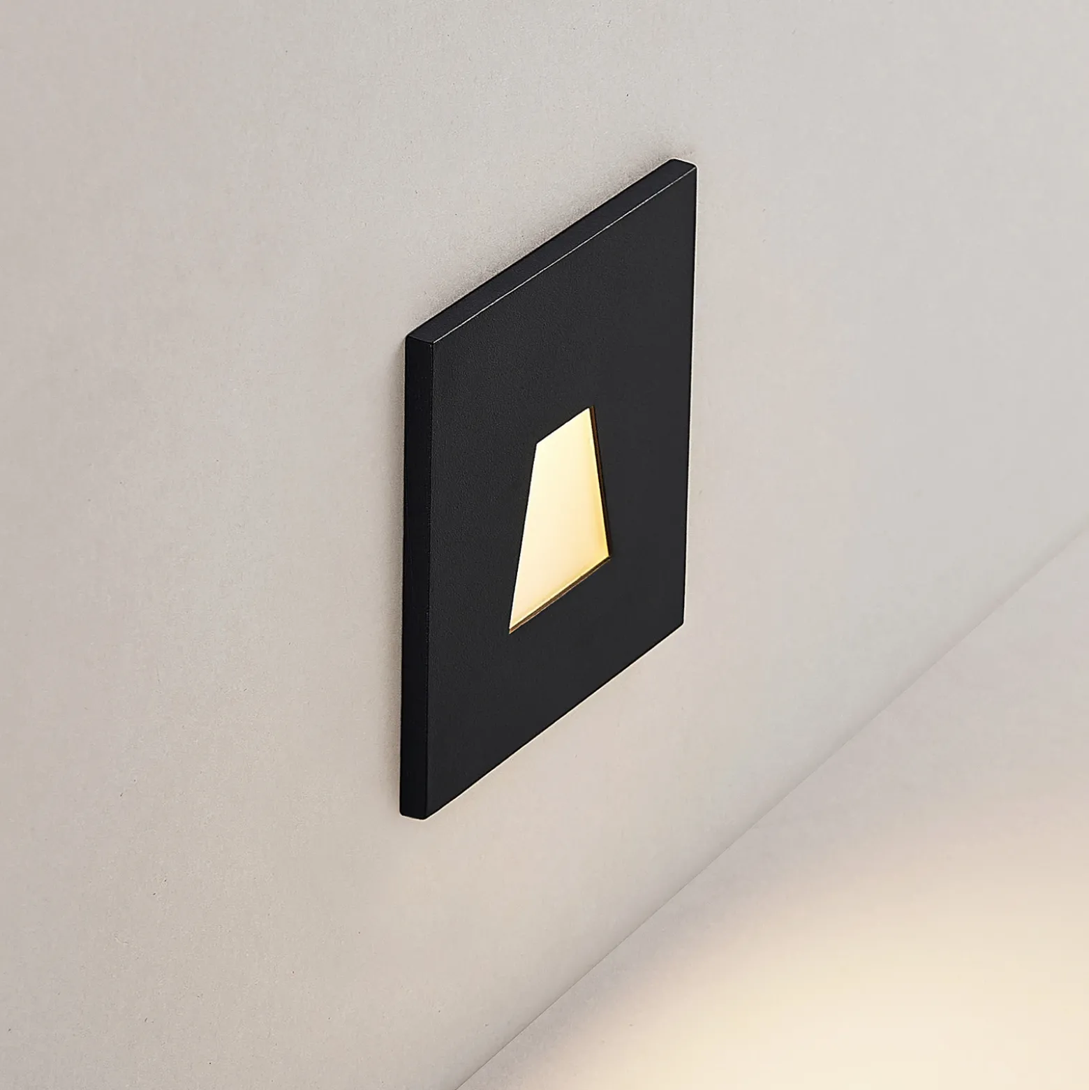 Molto Luce Lámpara empotrable LED Wall 68R IP44 SQ, negro, CCT