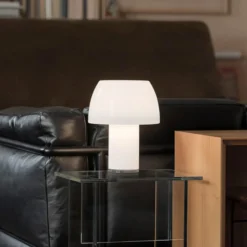Nemo lámpara de mesa LED recargable Lorosae, blanco, cristal, IP54, USB