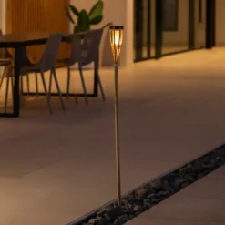 Newgarden Hiama Linterna solar LED de bambú para jardín