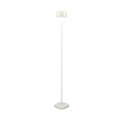Nice lámpara de pie LED recargable, blanca, aluminio, IP54, atenuador, CCT