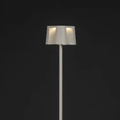 Nice lámpara de pie LED recargable, blanca, aluminio, IP54, atenuador, CCT